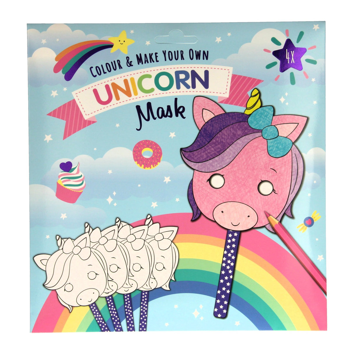 Gagnez la couleur Holland et fabriquez vos propres masques - licorne, 4 pcs.