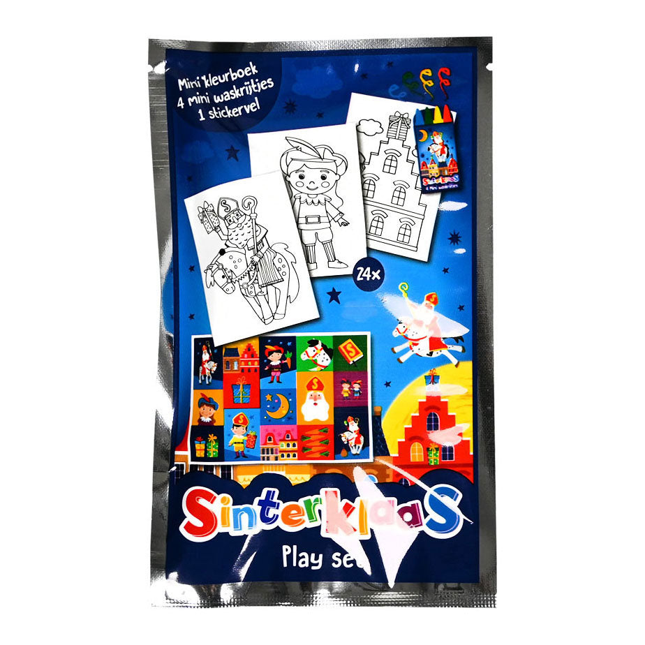 Livre de coloriage Wins Holland Sinterklaas avec 4 crayons de couleur et une feuille d'autocollants