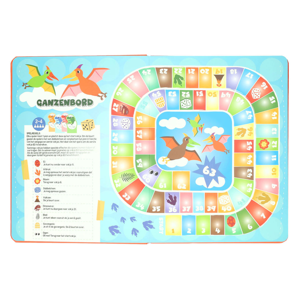 Wins holland bordspellen boek 8 spellen dinosaurus - 3jr.