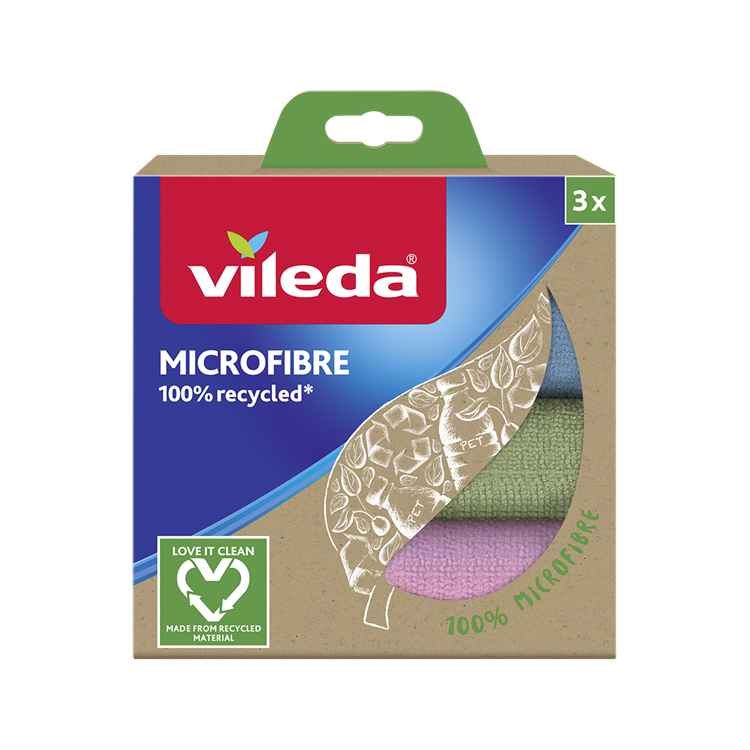 Paquet de 3 chiffons en microfibre Vileda 100 % recyclés | 4 pièces
