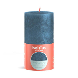 Bougie pilier Bolsius rustique 13 x 6,8 cm bleu chatoyant | 4 pièces