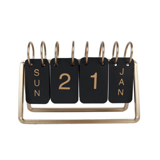 Calendrier de bureau No brand métal doré noir 18x6x12,5 cm