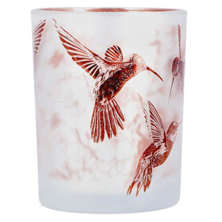 No brand photophore colibri l verre marron blanc 10x10x12.5cm | 2 pièces