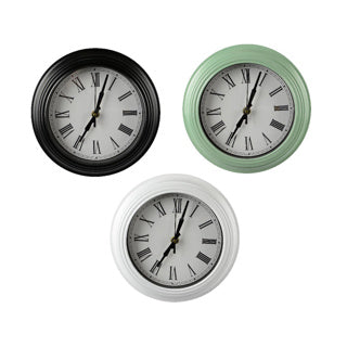 Horloge plastique 22 cm 3 assortis | 5 pièces