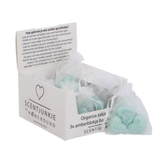 Bloc d'ambre coeur bois 2,5 cm sachet organza 3 pièces | 12 pièces