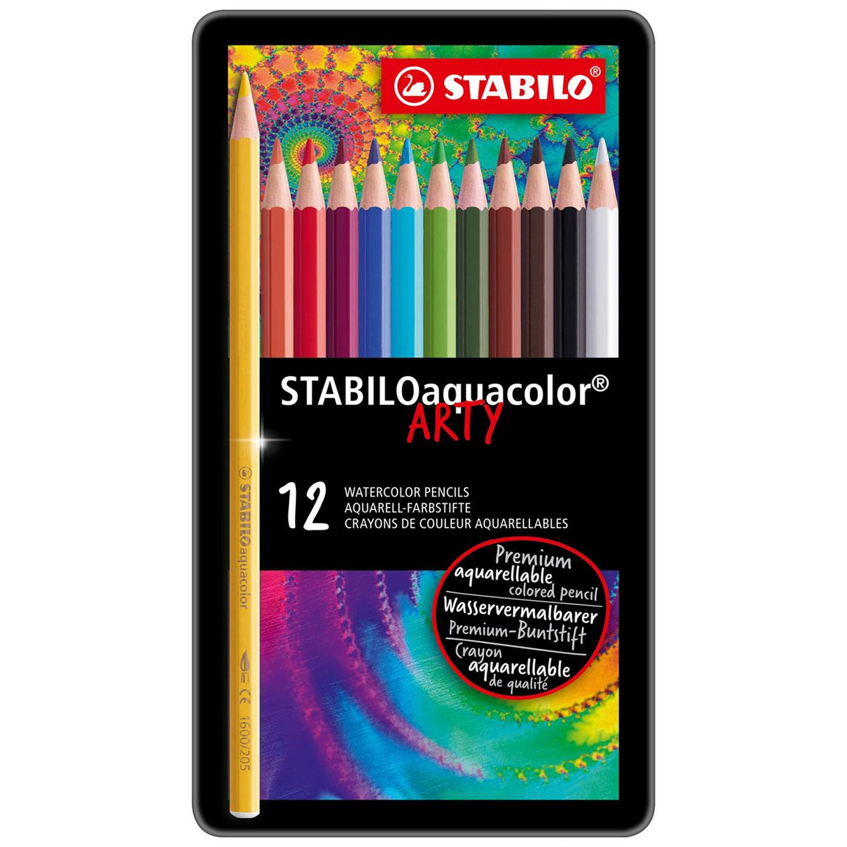 Stabilo 12 crayons de couleur aquacolor en boîte métal