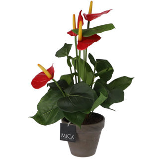 Edelman plante artificielle anthurium rouge en pot