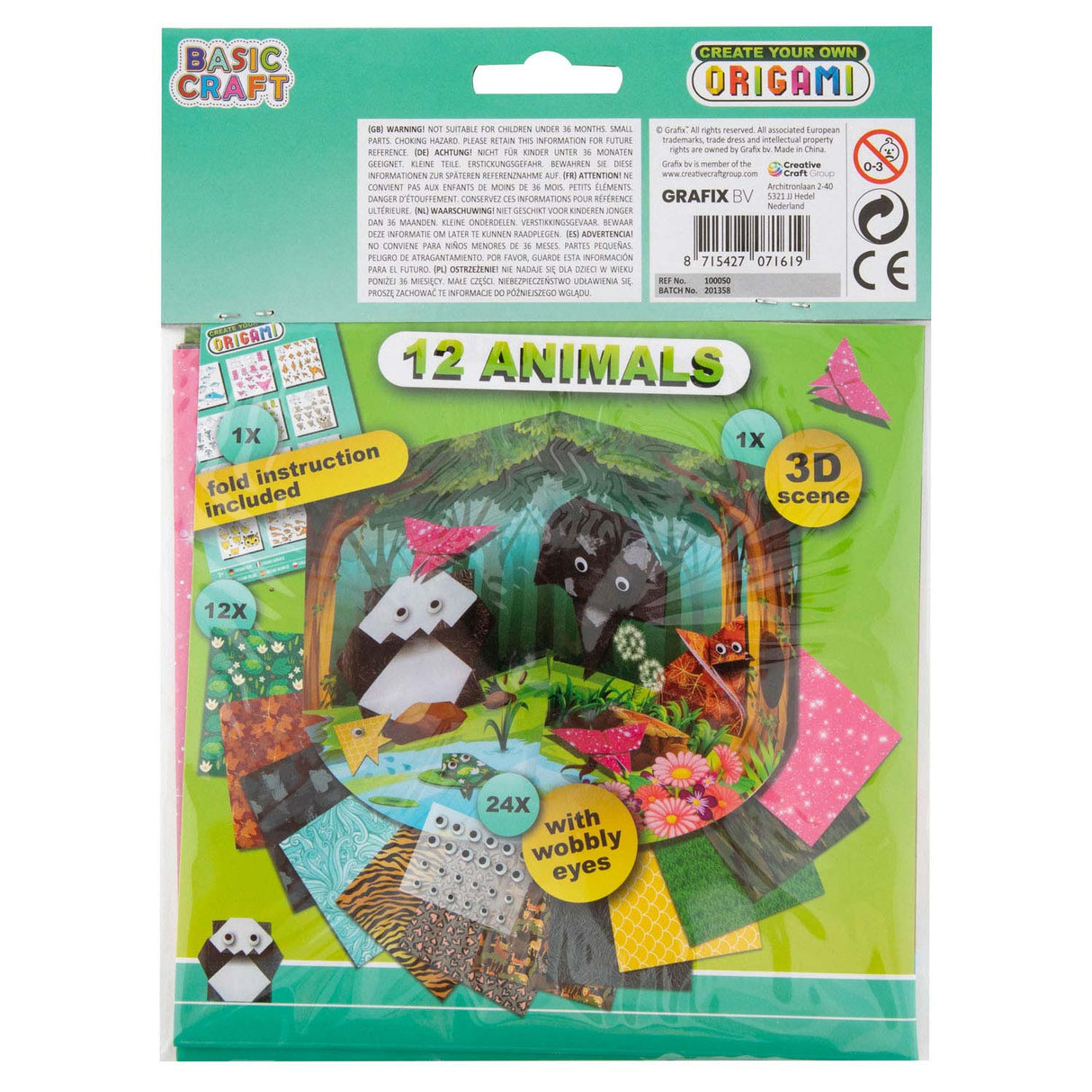 Groupe d'artisanat créatif origami animaux pliants