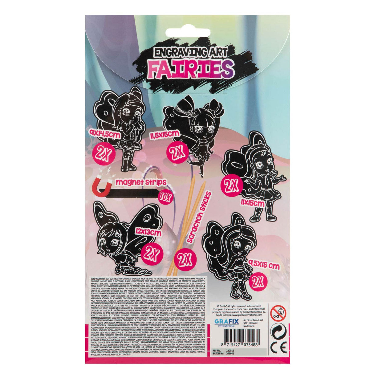 Ensemble d'aimants à gratter pour groupe d'artisanat créatif, fées, 10 pcs.