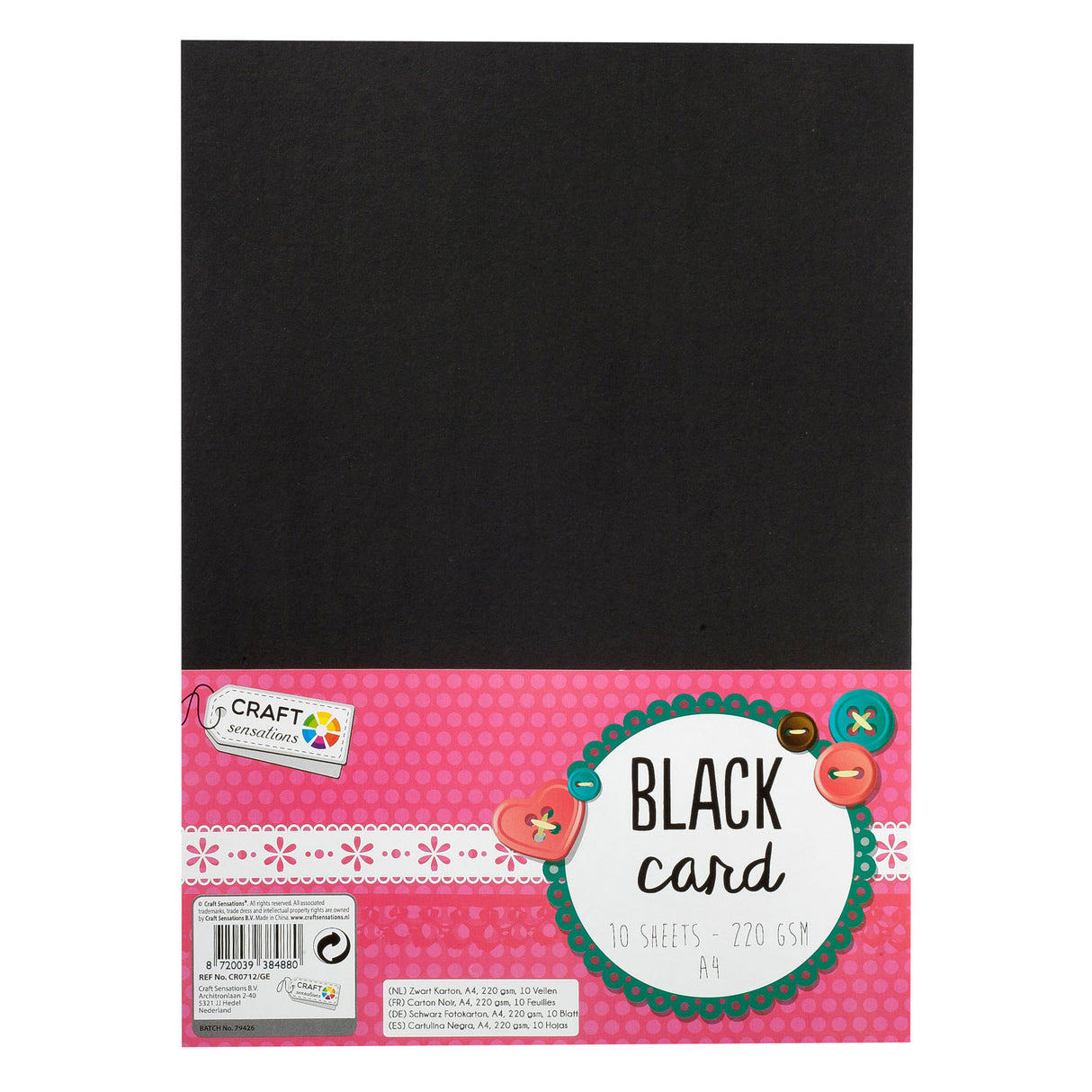 Groupe d'artisanat créatif hobby carton noir a4, 10 feuilles