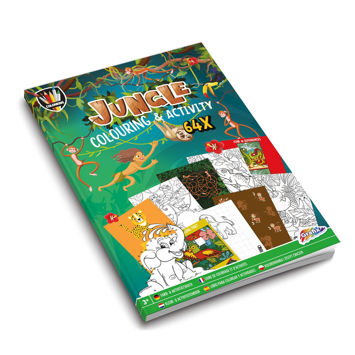 Groupe d'artisanat créatif coloriage et livre d'activités jungle