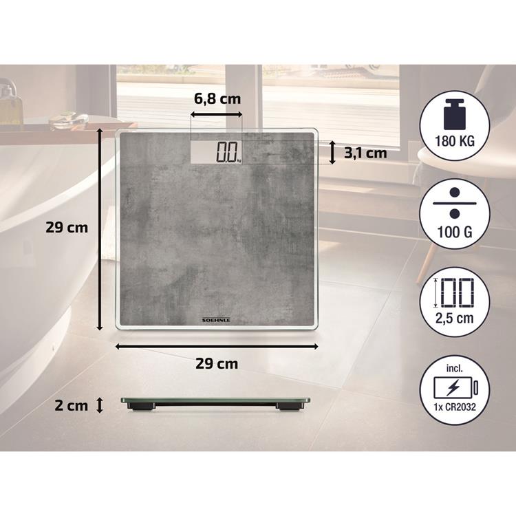 Pèse-personne Soehnle 63882 digital style sense compact 300, aspect béton