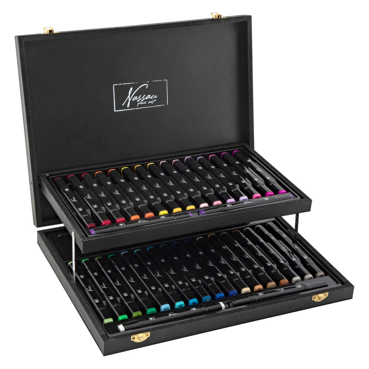 Nassau Fine Art Nassau Double Tip Markers in Houten Case, 36st.
