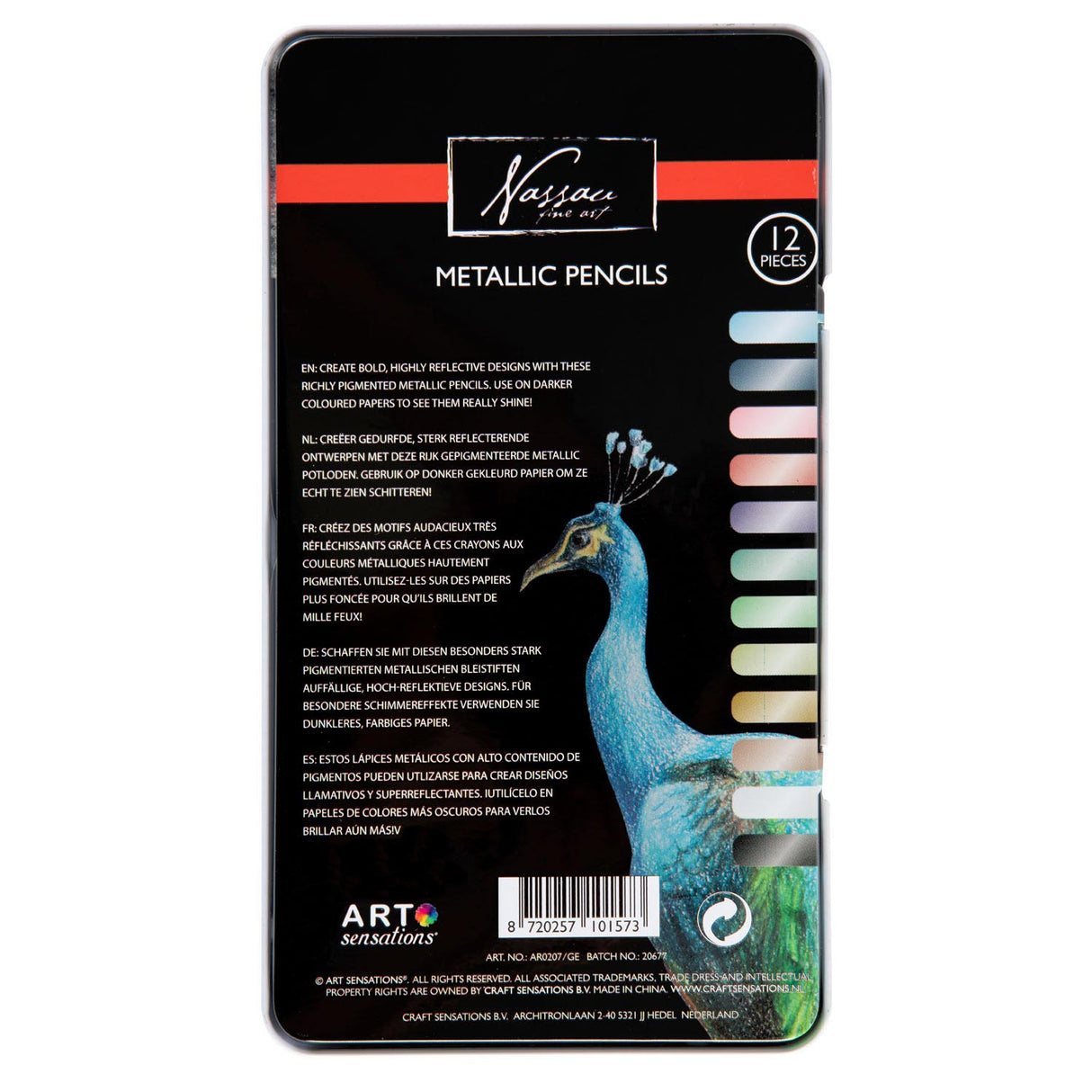 Nassau fine art crayons de couleur nassau métallisés, 12 pcs.