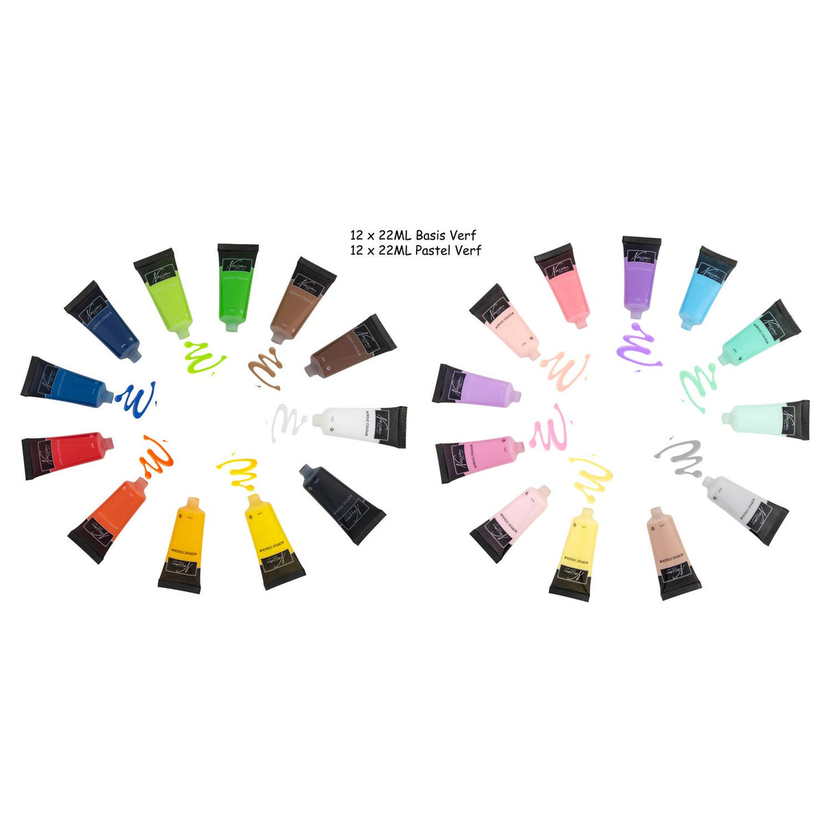 Couleurs de peinture acrylique Nassau et couleurs pastel, 24x22 ml