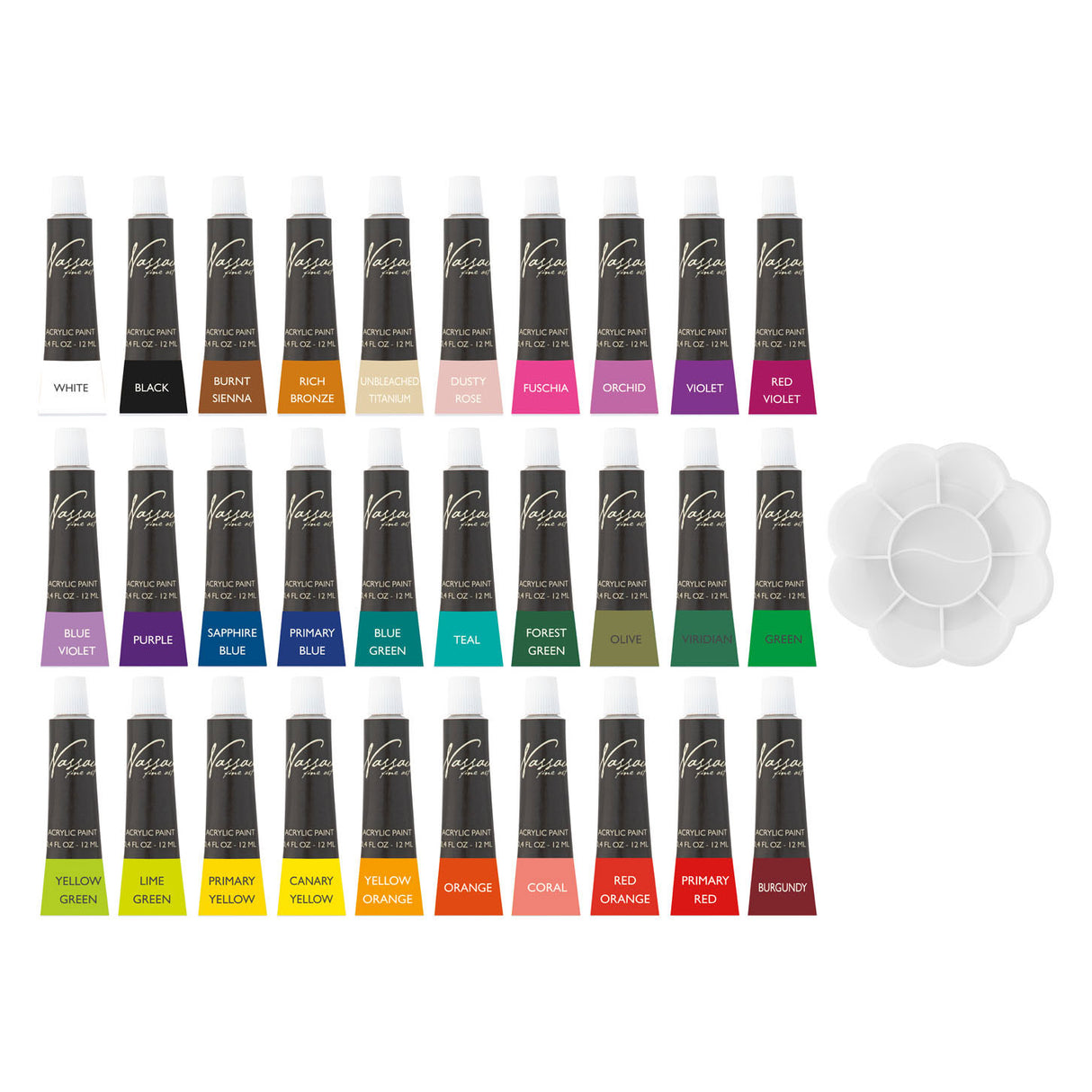 Ensemble de peinture acrylique Nassau fine art nassau, 30x12ml