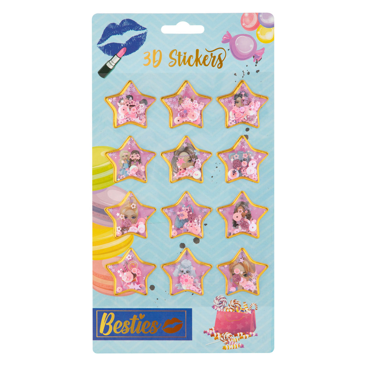 Besties grafix 3d autocollants à paillettes pack de 12