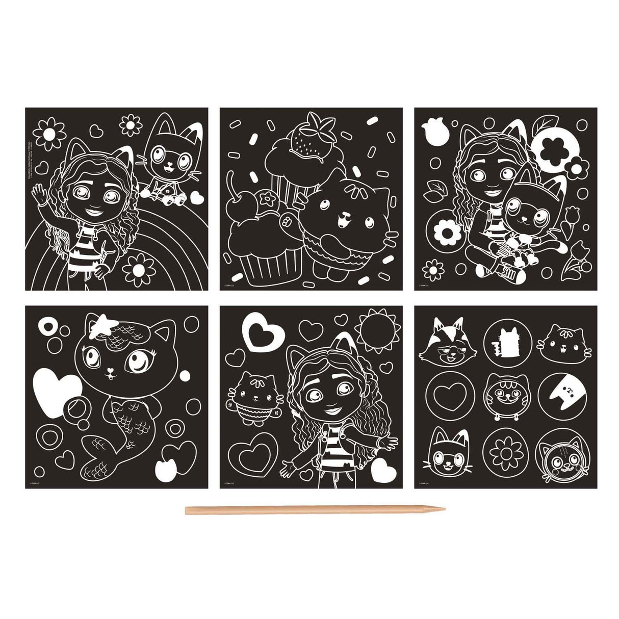 Ensemble de cartes à gratter de groupe d'artisanat créatif, ensemble de maison de poupée de gabby, 7 pièces.