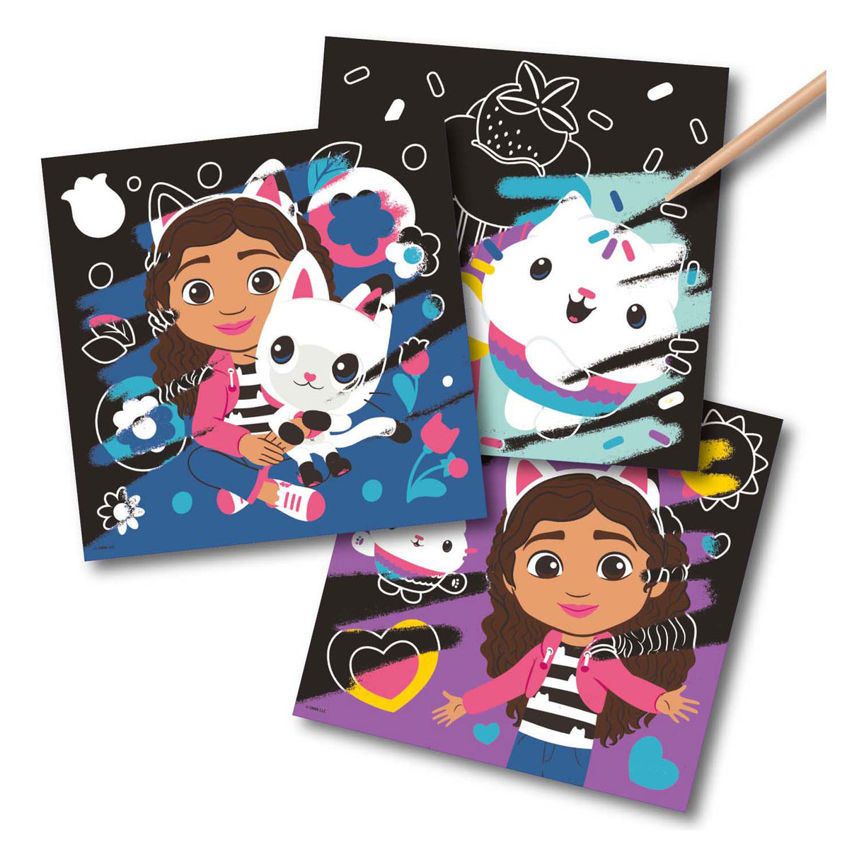 Ensemble de cartes à gratter de groupe d'artisanat créatif, ensemble de maison de poupée de gabby, 7 pièces.