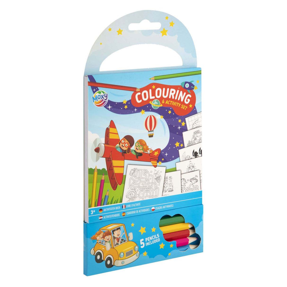 Ensemble de coloriage et d'activités de groupe d'artisanat créatif bleu avec 5 crayons de couleur