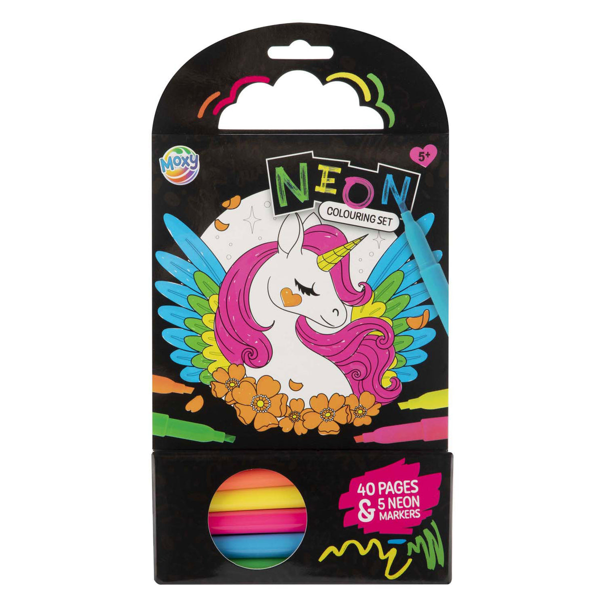 Livre de coloriage de groupe d'artisanat créatif, licorne avec 5 marqueurs néon, 40 feuilles