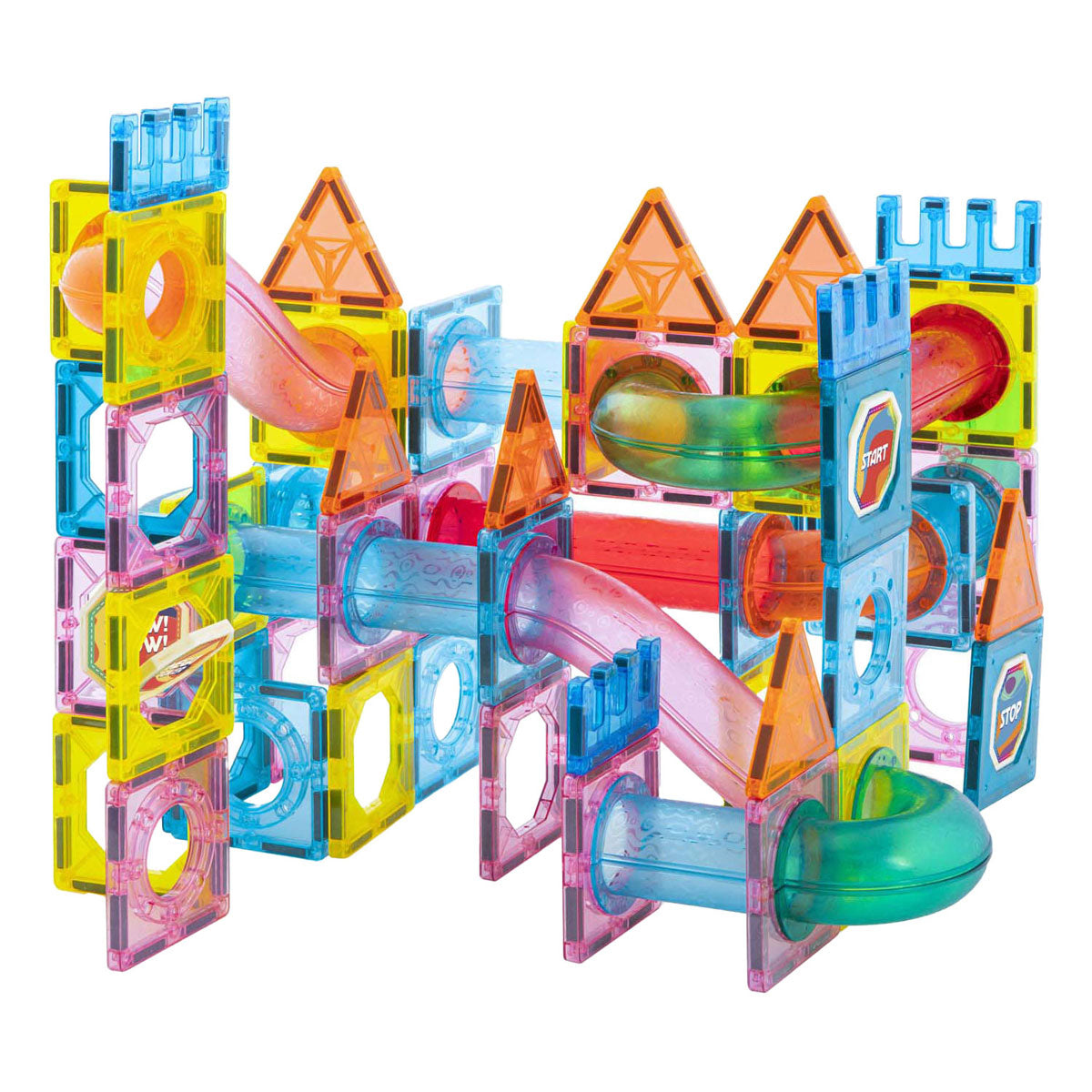 Jouets de construction de groupe d'artisanat créatif carreaux magnétiques xl avec sac de rangement, 96 pcs.