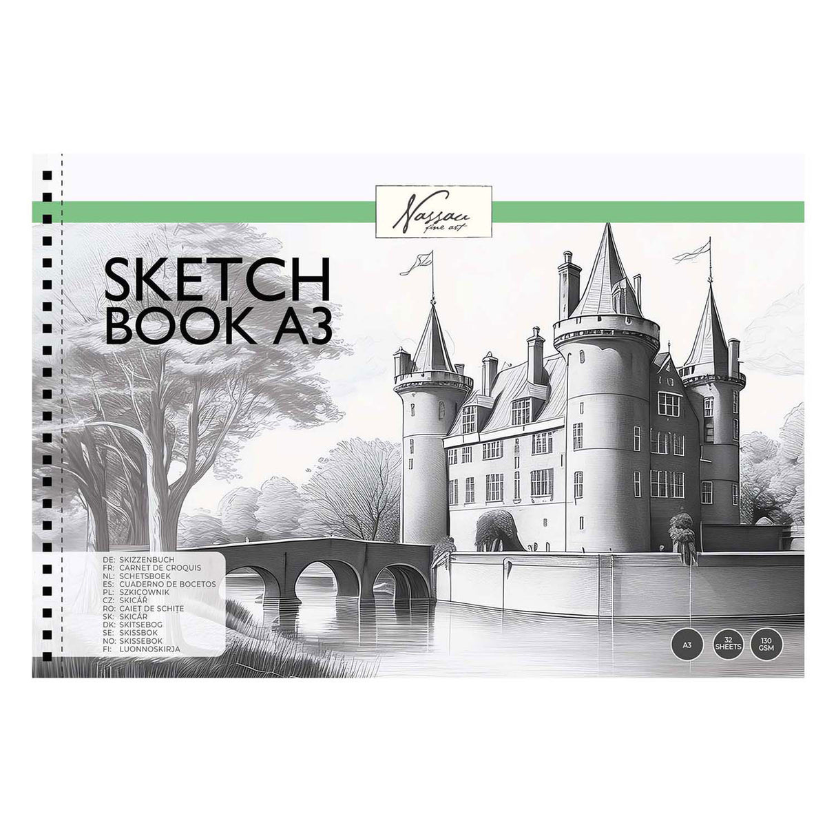 Carnet de croquis de groupe d'artisanat créatif A3 avec ligne de déchirure, 130 grammes