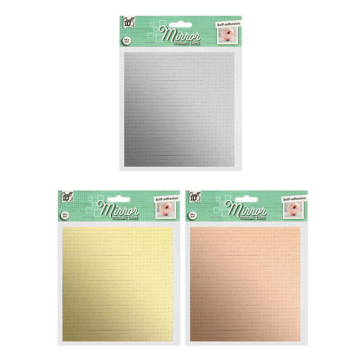 Groupe d'artisanat créatif pierres de miroir en mosaïque auto-adhésives, 960 pièces.