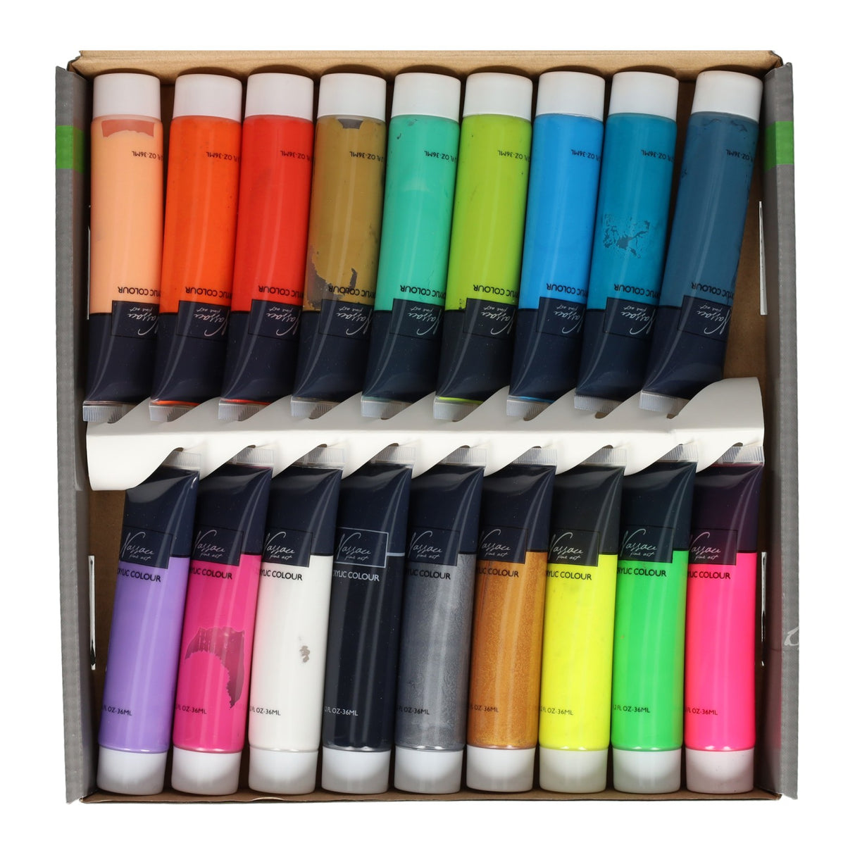 Peinture acrylique de groupe créatif, couleurs fluorées et métalliques, 18x36 ml