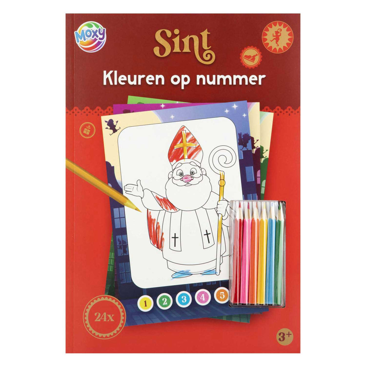 Groupe d'artisanat créatif Sinterklaas couleur par numéro avec 6 crayons