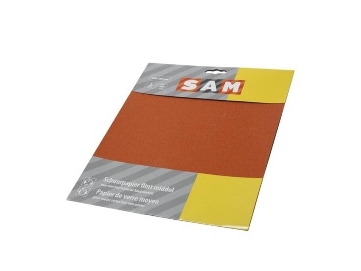 Papier de verre Sam pour usage sec, grain 100, paquet de 5 feuilles