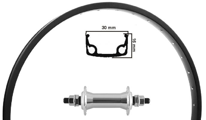 Kgs roue avant 26 (47-559) noir prêt vélo rayon en acier inoxydable