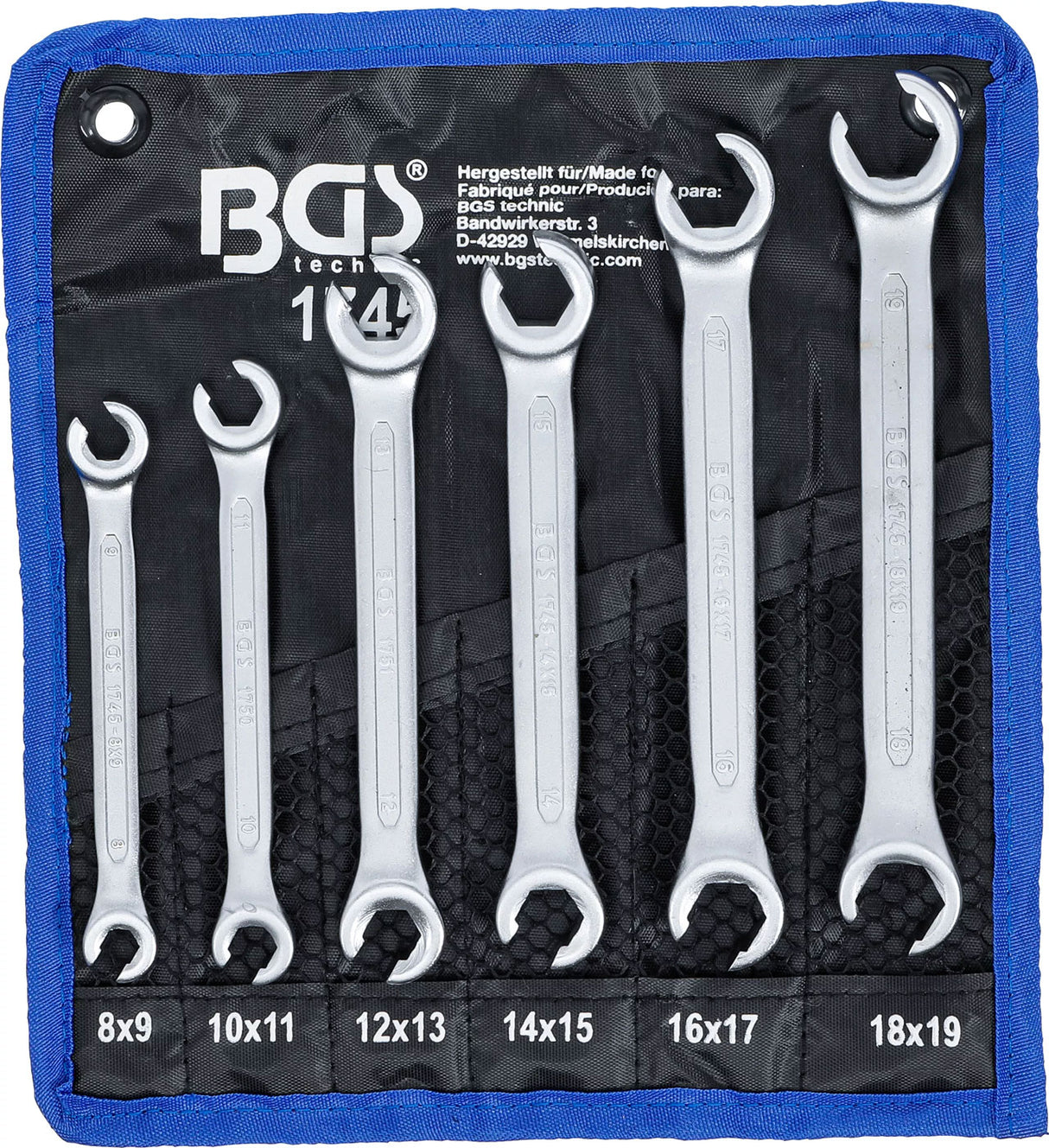 Bgs technic jeu de clés à double anneau ouvertes sw 8 x 9 - 18 x 19 mm 6 pcs.