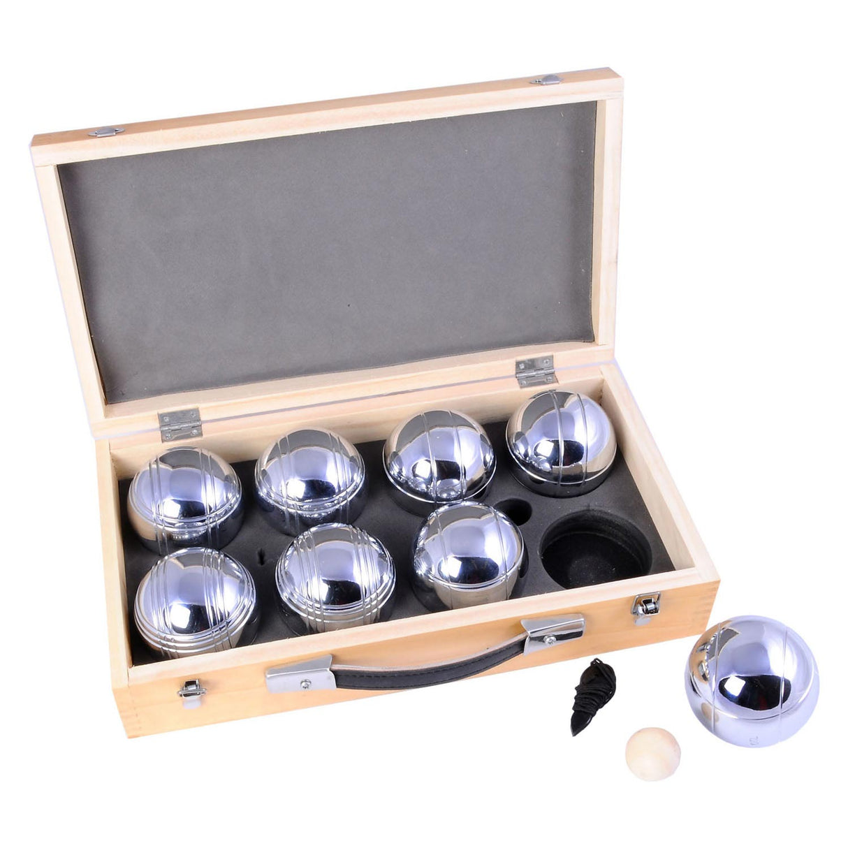 Jeu de boules en métal Engelhart - 8 boules dans une boîte en bois - set de luxe - pétanque - boules - boules en métal - convient à tout terrain de boules - longfield