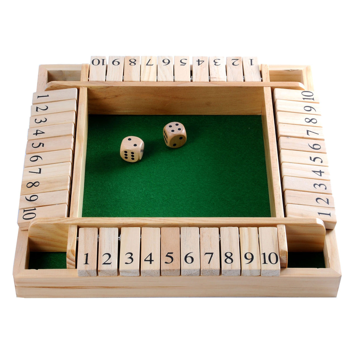 Jeu de dés en bois Shut the Box, 4 joueurs