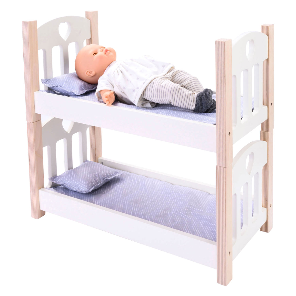 Lit superposé pour poupées Longfield gris blanc