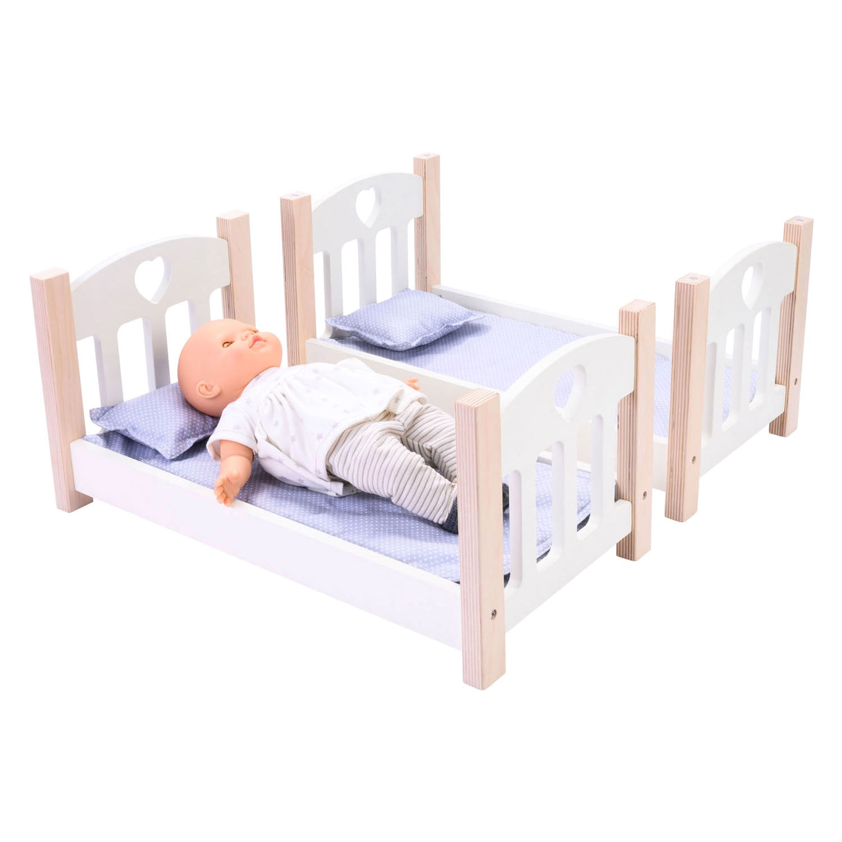 Lit superposé pour poupées Longfield gris blanc