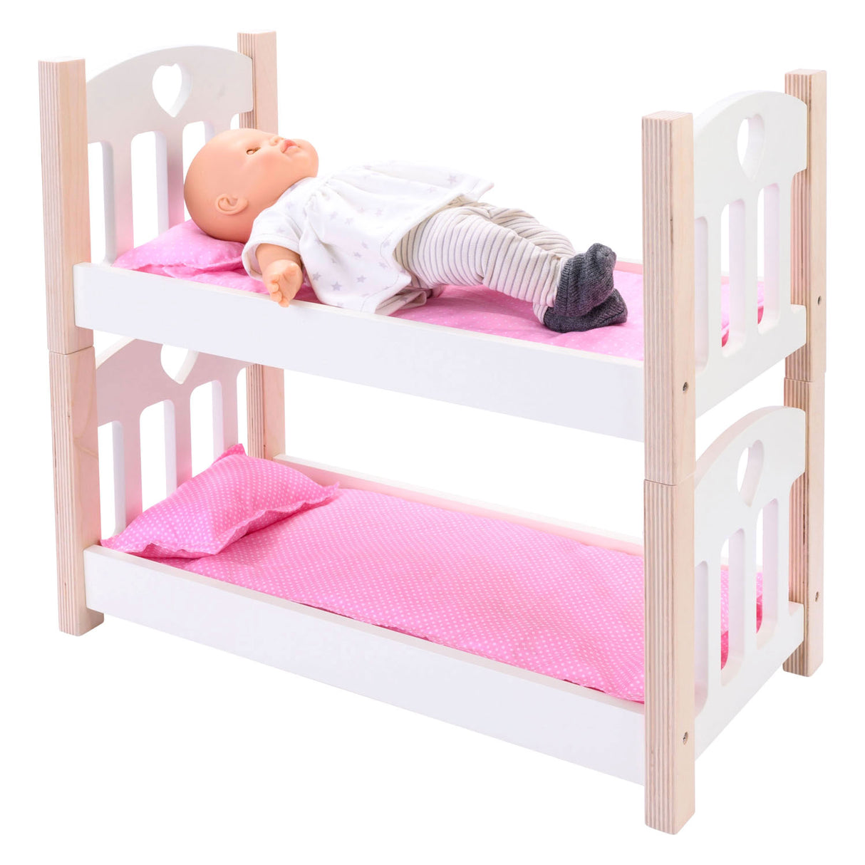Lit superposé pour poupées rose blanc