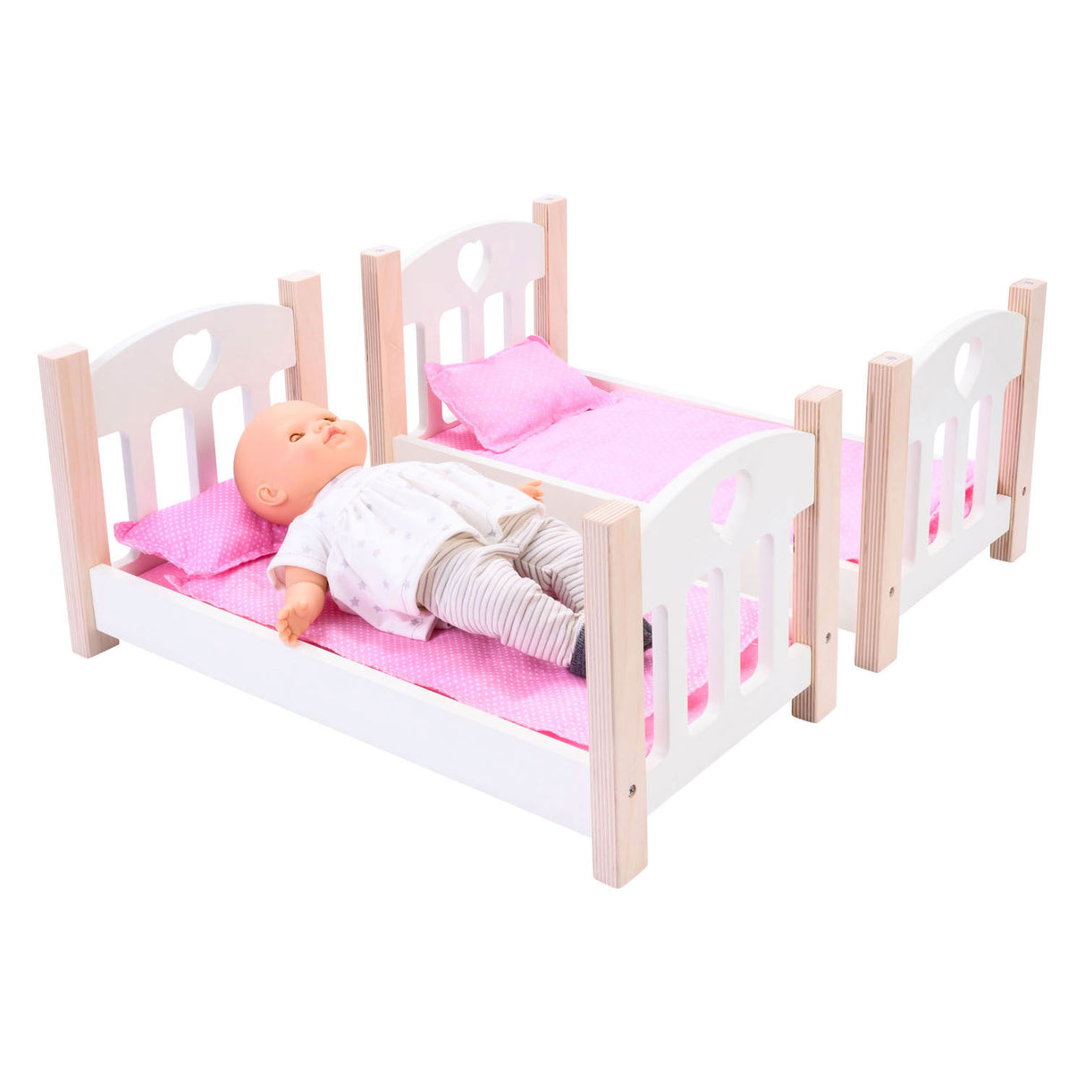 Lit superposé pour poupées rose blanc