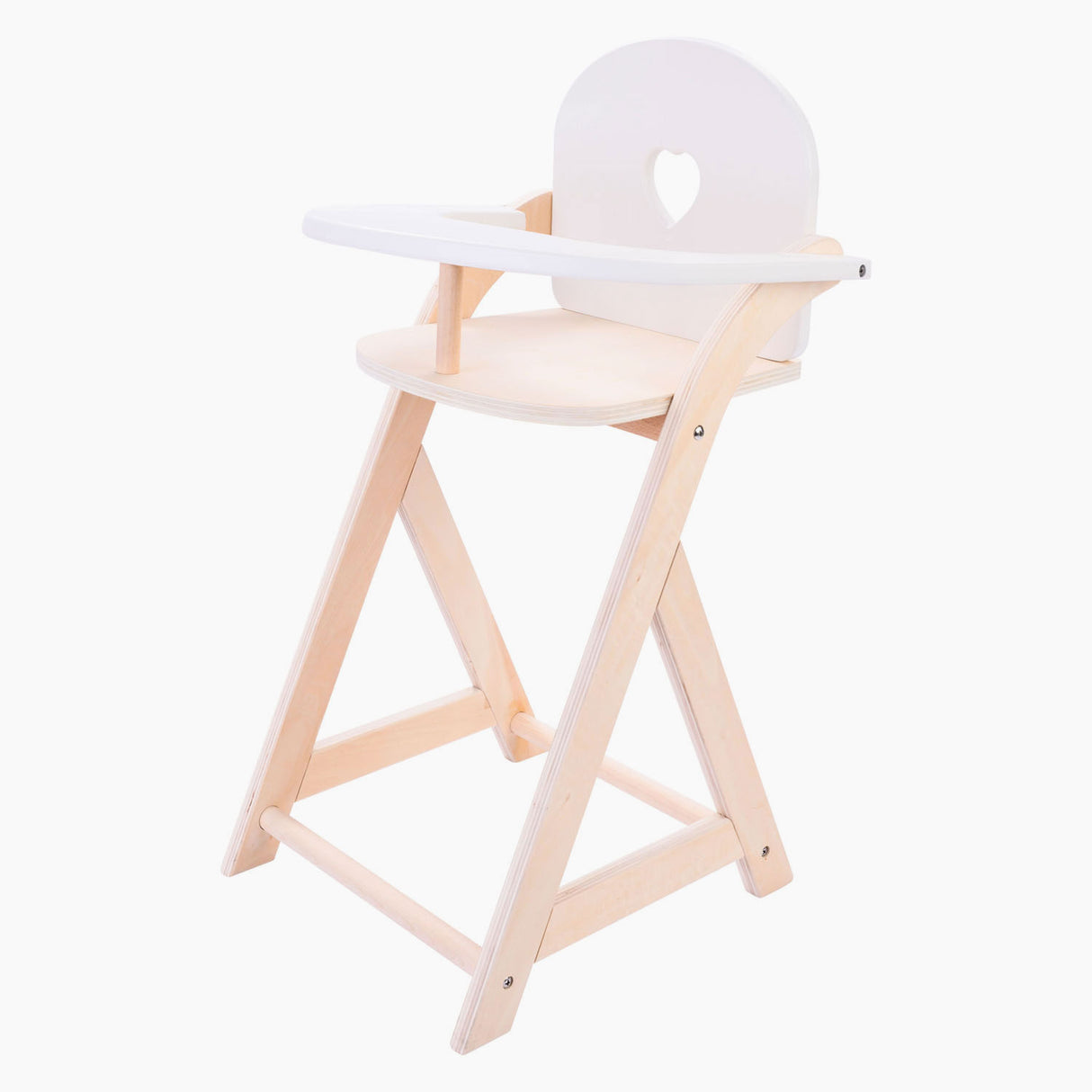 Chaise de poupée Longfield gris blanc - chaise haute de poupée en bois avec coussin - chaise de poupée pour jeu de rôle - convient à toutes les poupées - coeur d'ange