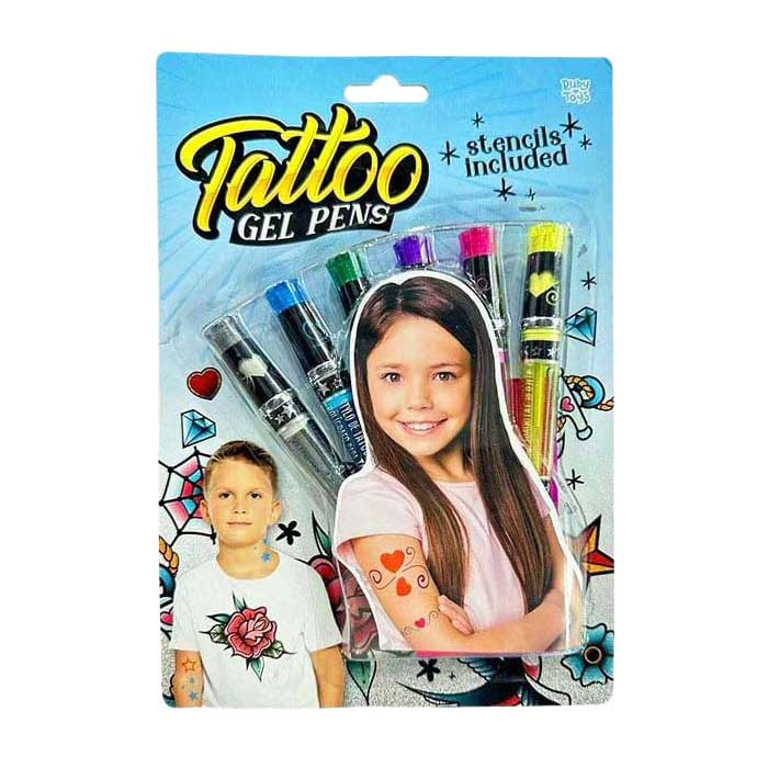 Stylos gel pour tatouage - incl. 6 stylos et pochoirs