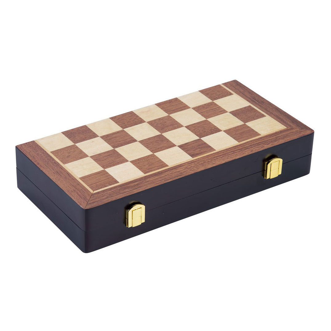 Jeu d'échecs Engelhart Deluxe pliable – Jeu d'échecs en bois de frêne – Échiquier luxueux marron 38 x 38 x 5,8 cm – pliable compact –