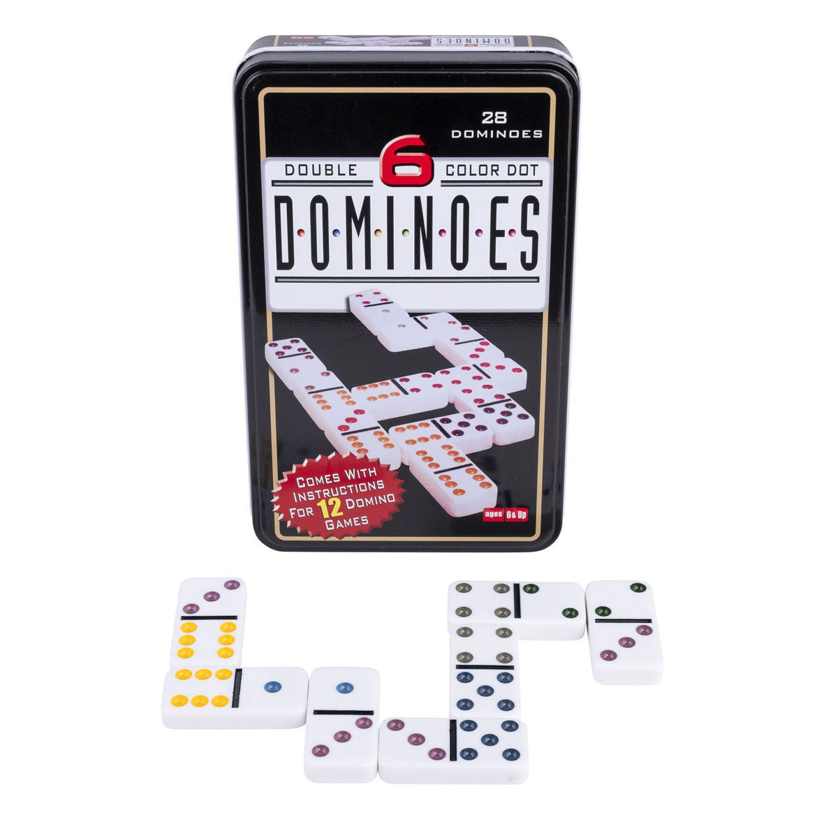Domino double en boîte - 28 pierres aux yeux colorés