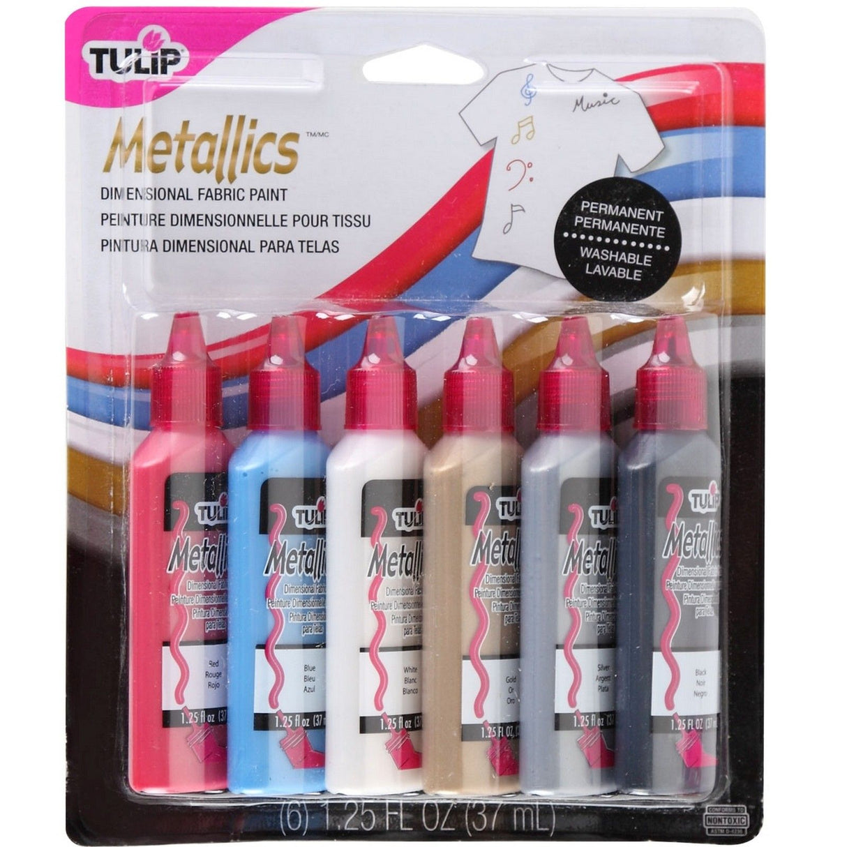Tulipe • Peinture textile 3D 37ml métallisée 6 pcs.