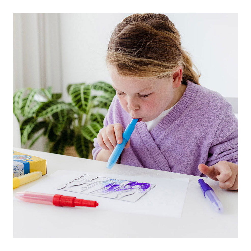 Stylos pulvérisateurs Totum 5 stylos soufflants, kit de bricolage incl. modèles licorne et animaux - jouets créatifs à partir de 4 ans - bricolage dessin et peinture astuce cadeau