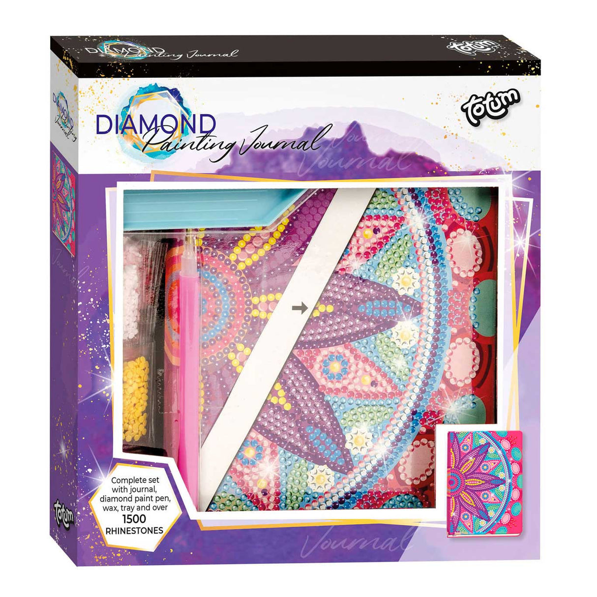 Totum diamant carnet 079700 astuce cadeau - livre d'écriture créatif - peinture diamant mandala à partir de 6 ans