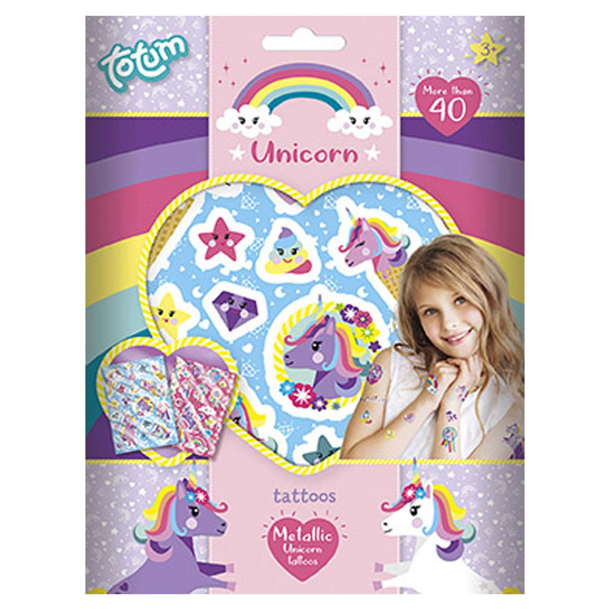 Totum licorne tatouage 40 pièces tatouage enfant métallisé - maquillage enfants habillage et fête et accessoires d'habillage