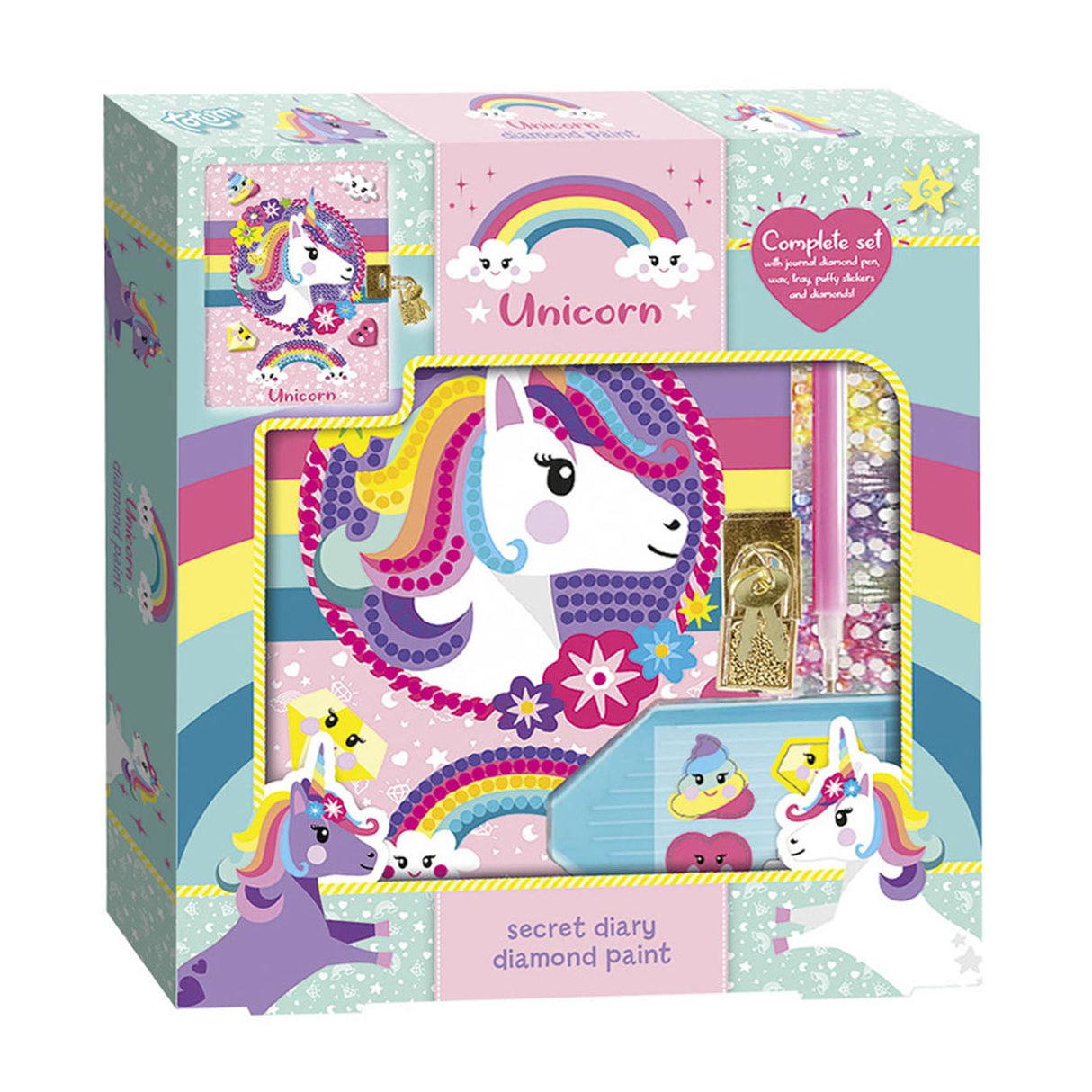 Journal secret de licorne Totum avec livre d'amis verrouillé | journal secret artisanat de peinture au diamant | Astuce cadeau pour filles jouets