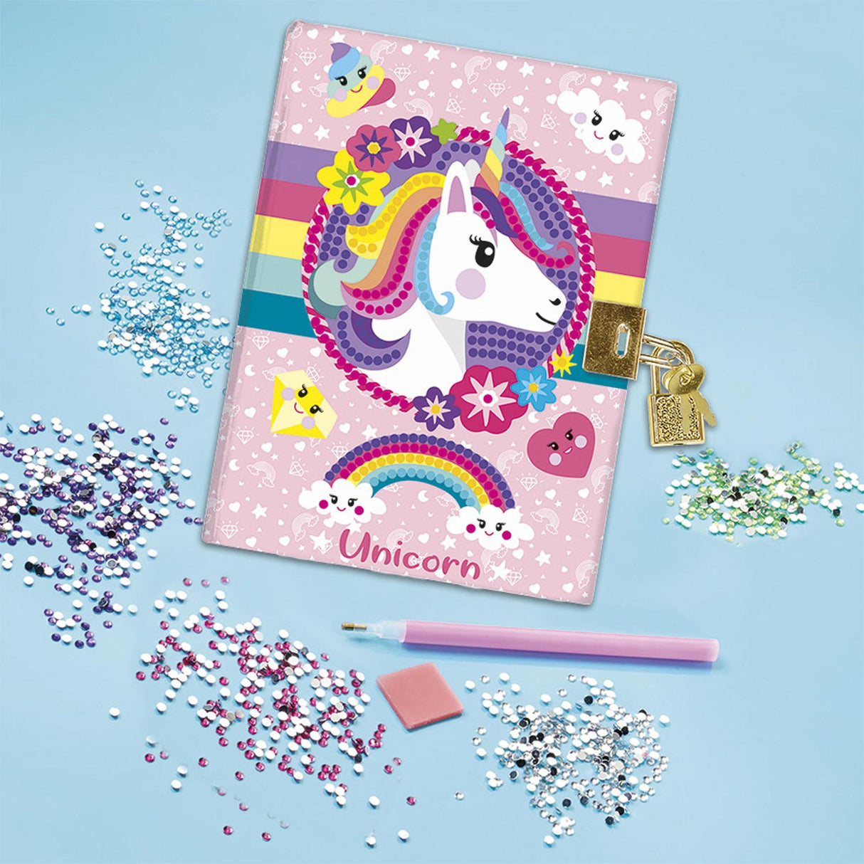 Journal secret de licorne Totum avec livre d'amis verrouillé | journal secret artisanat de peinture au diamant | Astuce cadeau pour filles jouets