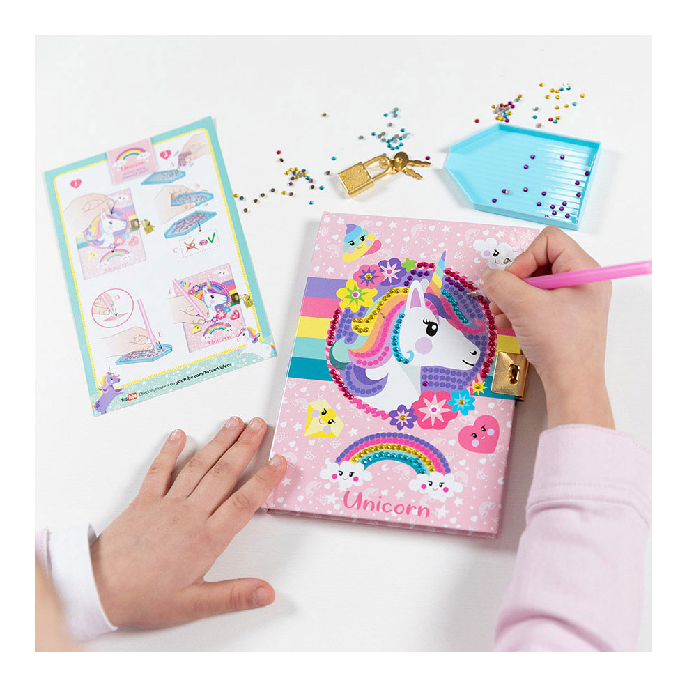 Journal secret de licorne Totum avec livre d'amis verrouillé | journal secret artisanat de peinture au diamant | Astuce cadeau pour filles jouets